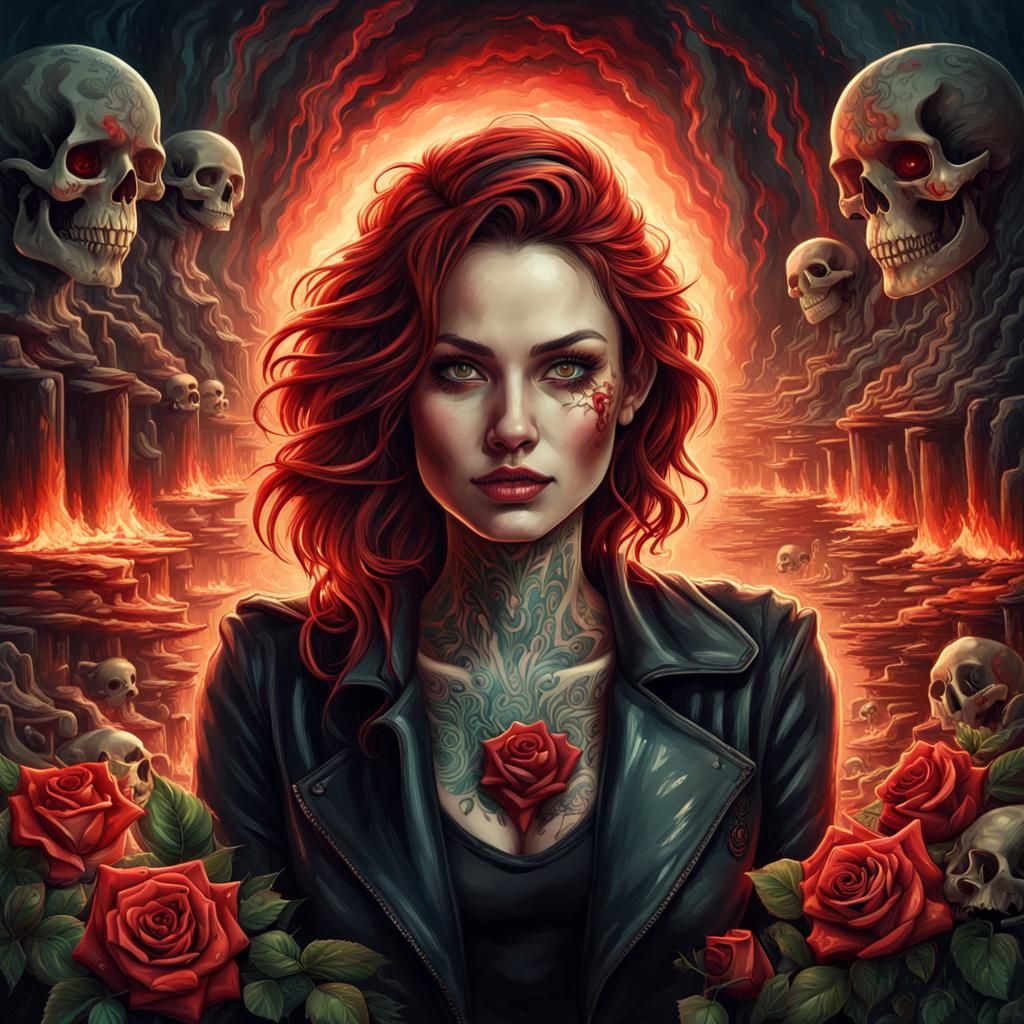Beautiful Woman in Apocalyptic Landscape: Digital Painting