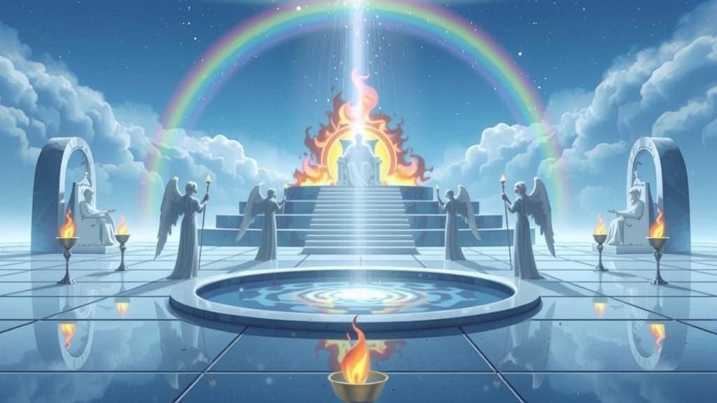 Ethereal Throne Room in Blue and White Hues