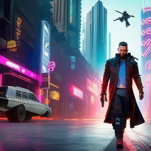 Cyberpunk Decker in Neon Shadowrun World