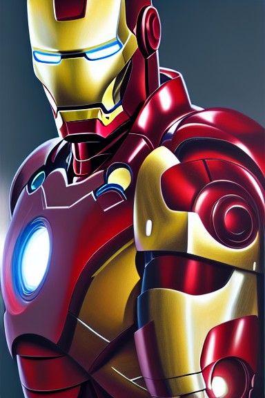 Photorealistic Iron Man Portrait in Digital Art Style