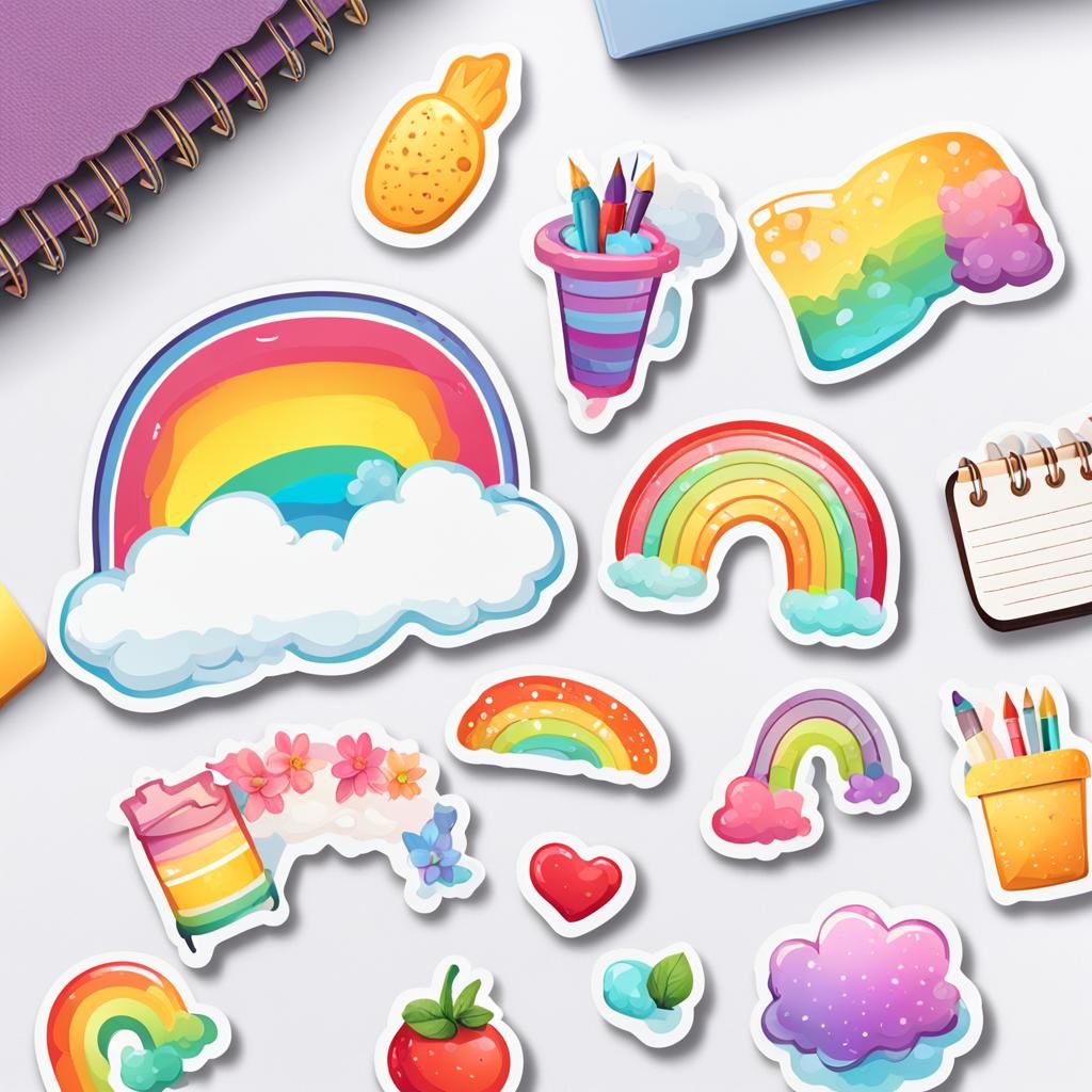 Cute Planner Stickers with Rainbow Design