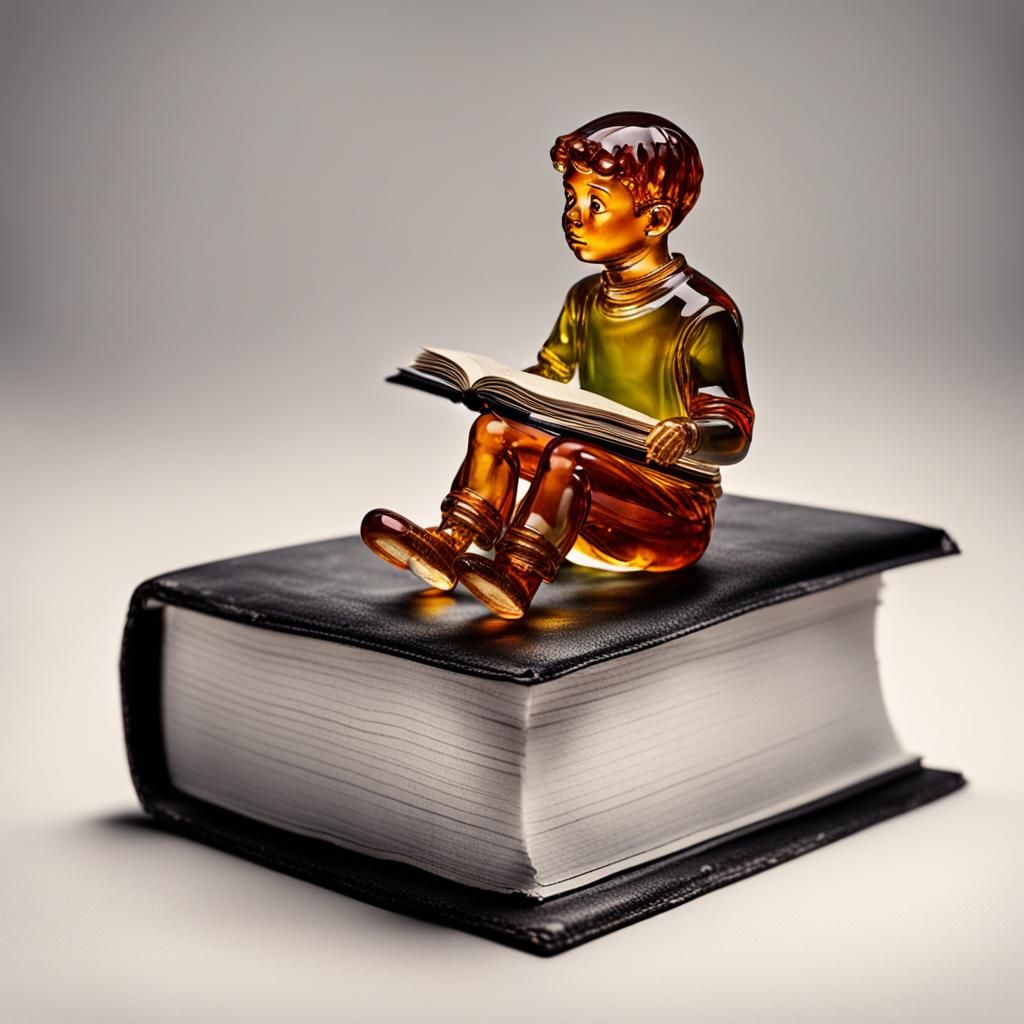 Glass Boy Sculpture on Book