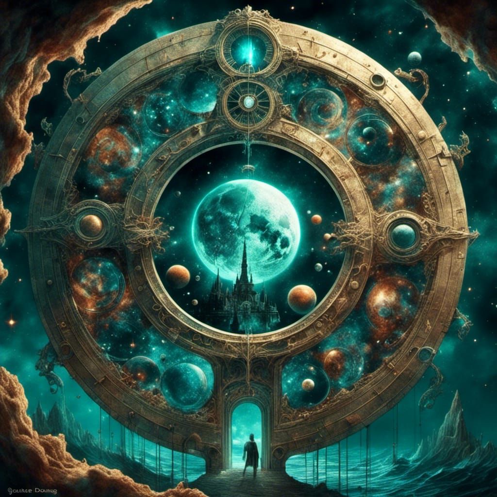 Sci-Fi Spelljammer Cosmic Portal with Magic Stones