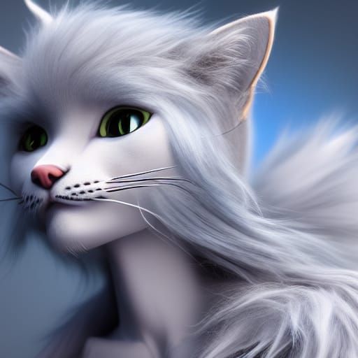 Photorealistic Cat-Girl Portrait in 3D Digital Art