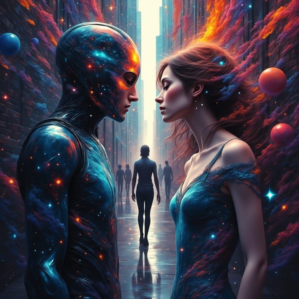 Futuristic Man Reaches Out From Another World