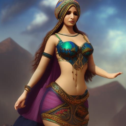 Arabic Woman in Detailed Fantasy Concept Art