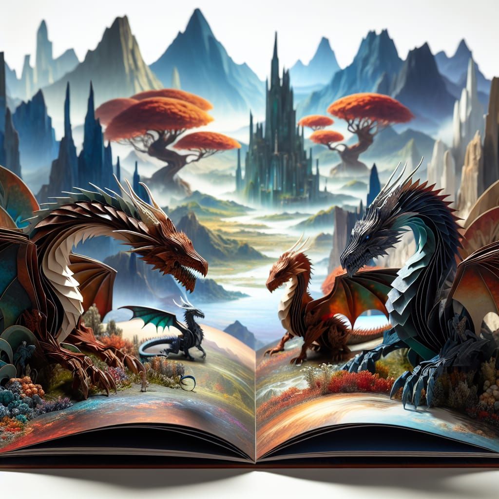 Fantasy Pop-Up Book Featuring Dragons