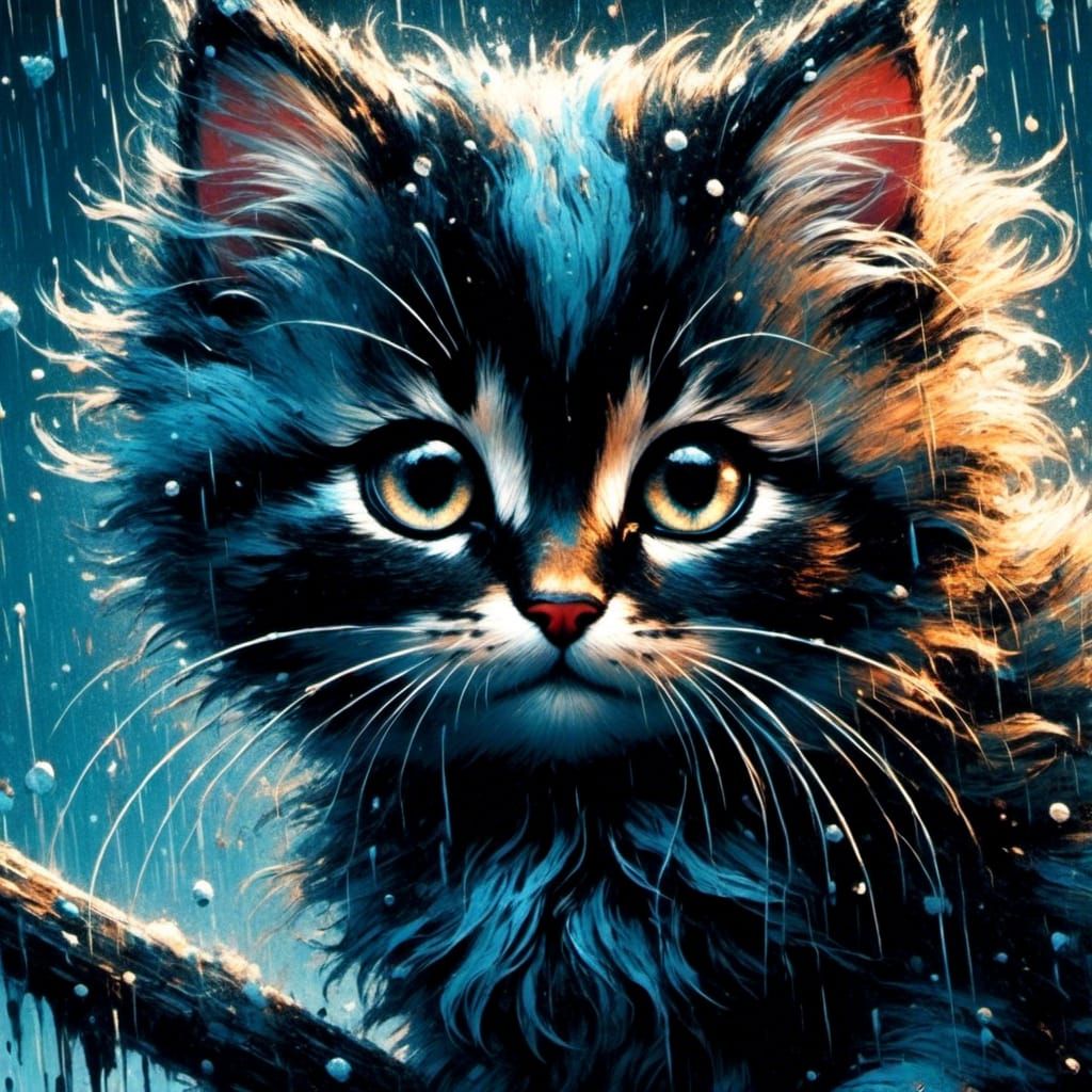 Kitten in the Rain: Comic Book Art