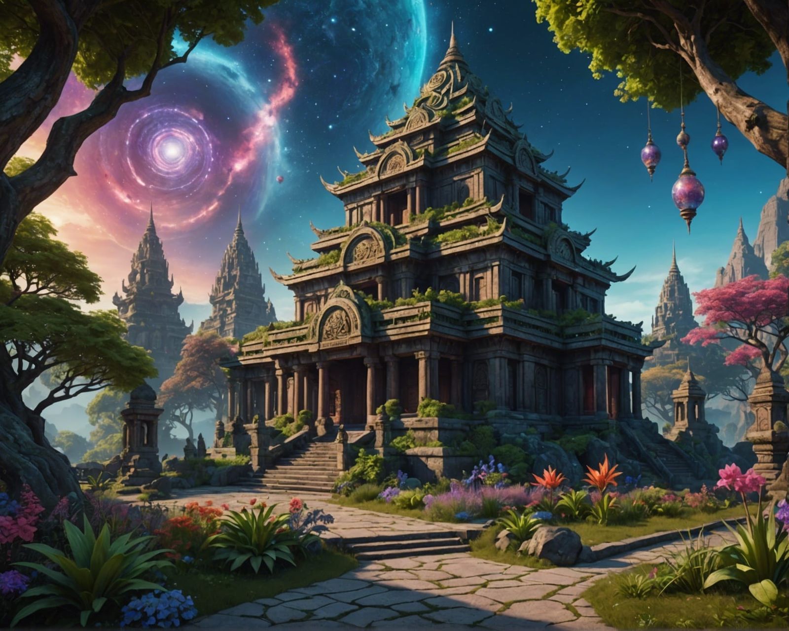 Nebula Garden Temple Dance with Sacred Snake