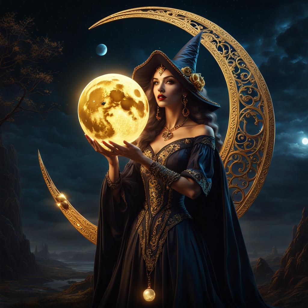 Fantasy Witch with Lunar Crystal Ball