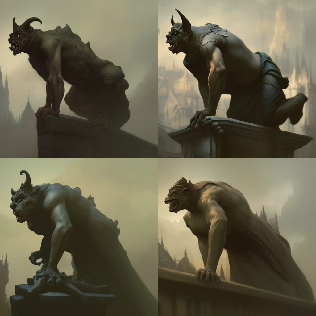 Quasimodo Gargoyle in Dark Fantasy Style
