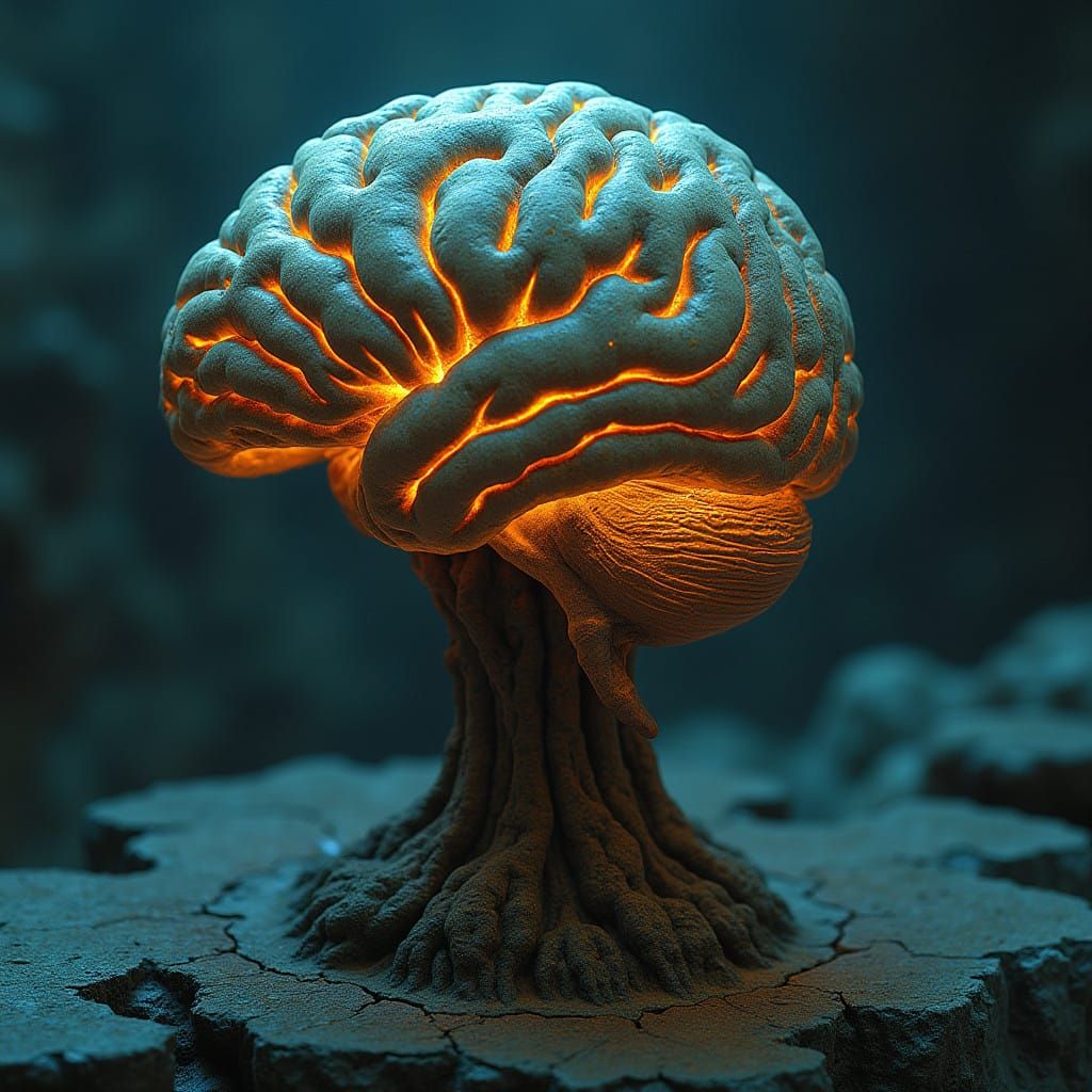 Ethereal Fossil Brain Basks in Alien Glow