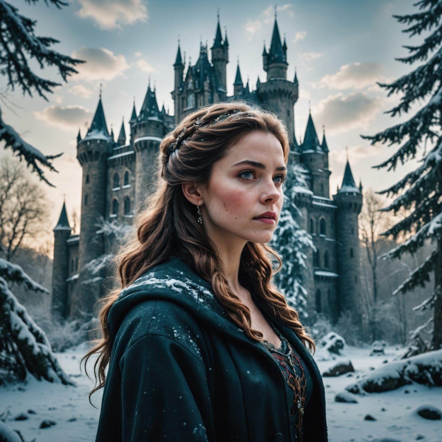 Beauty and the Beast: Winter Forest Double Exposure