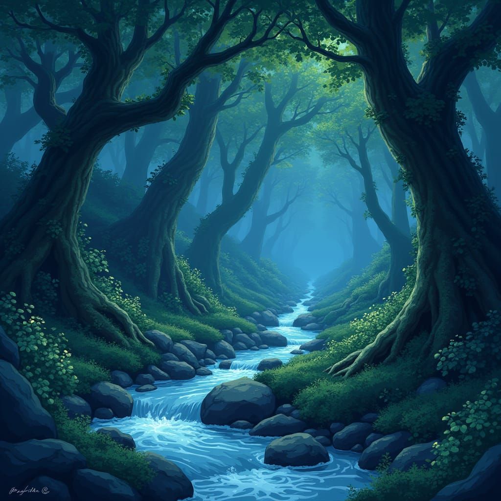 Enchanting Bioluminescent Glade in Soft Fantasy Style