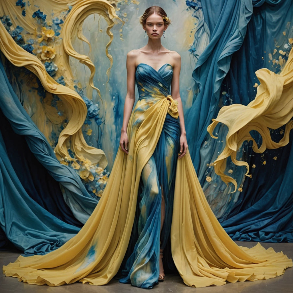 Ethereal Evening Gown in Impressionistic Style