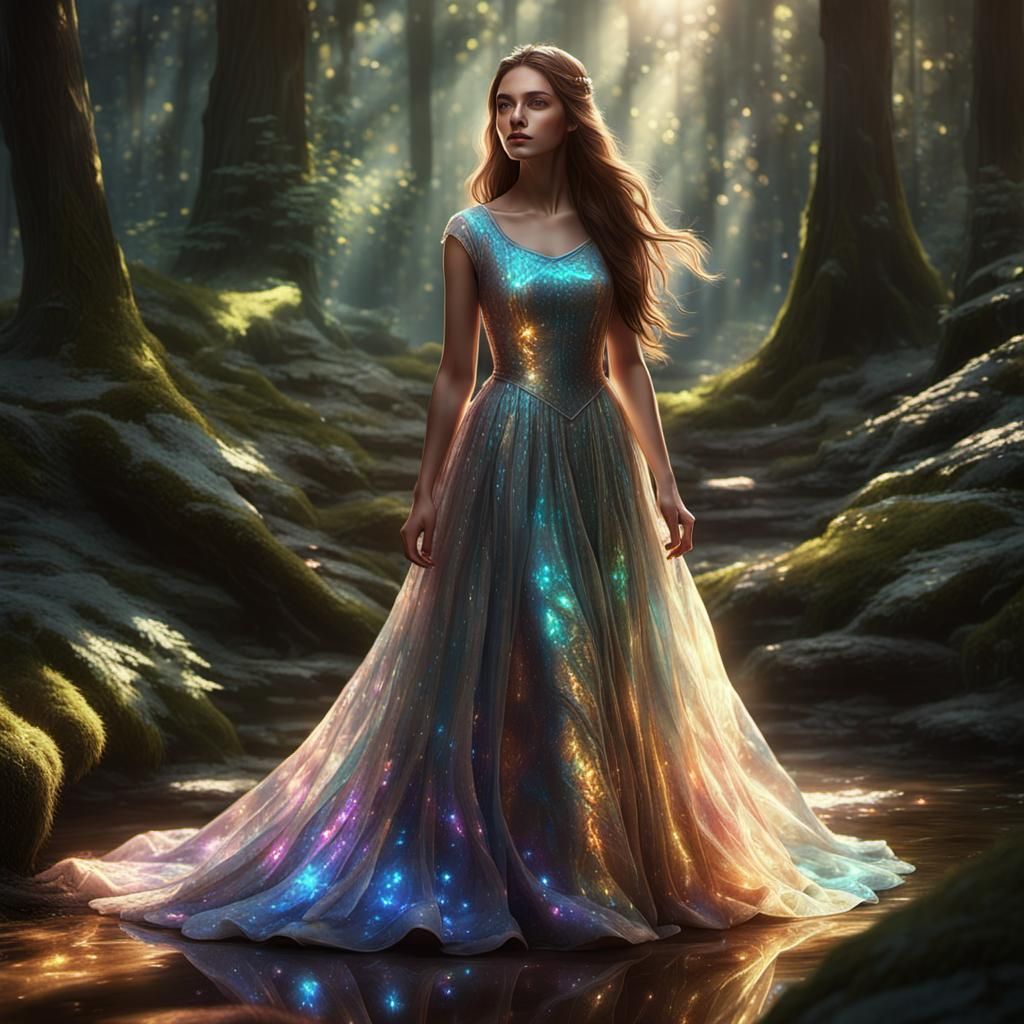 Enchanted Forest Girl in Iridescent Dress