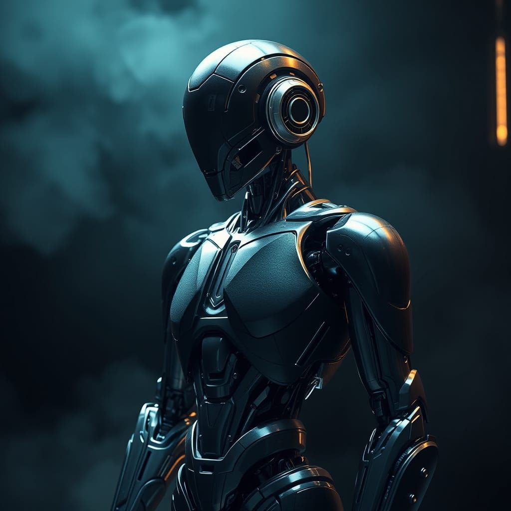 Elegant Futuristic Robot in Moody Atmosphere