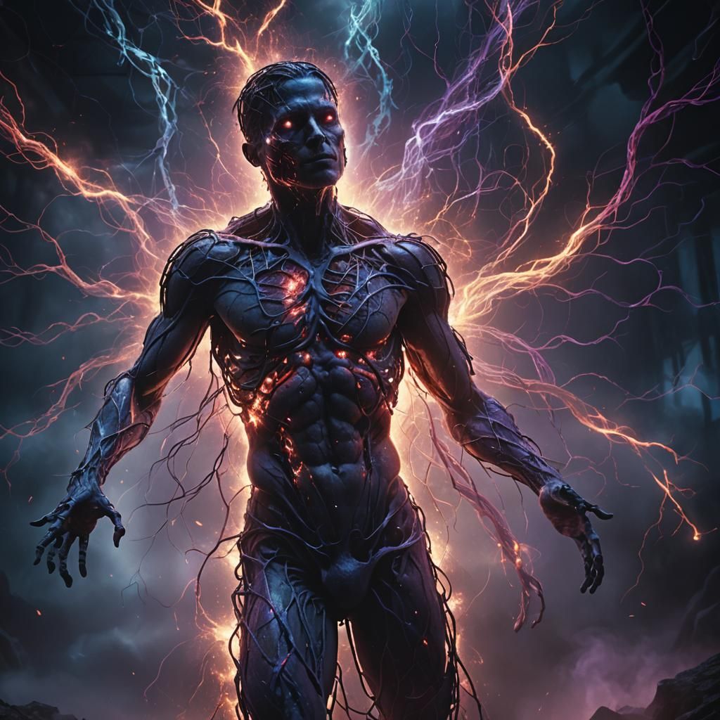 Transparent Human Body with Glowing Vessels