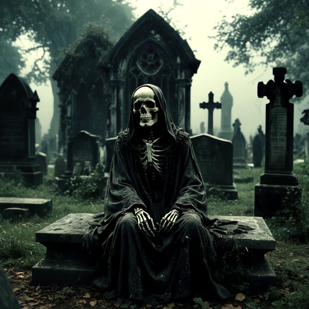 Gothic Graveyard: A Skeleton's Literary Pursuit