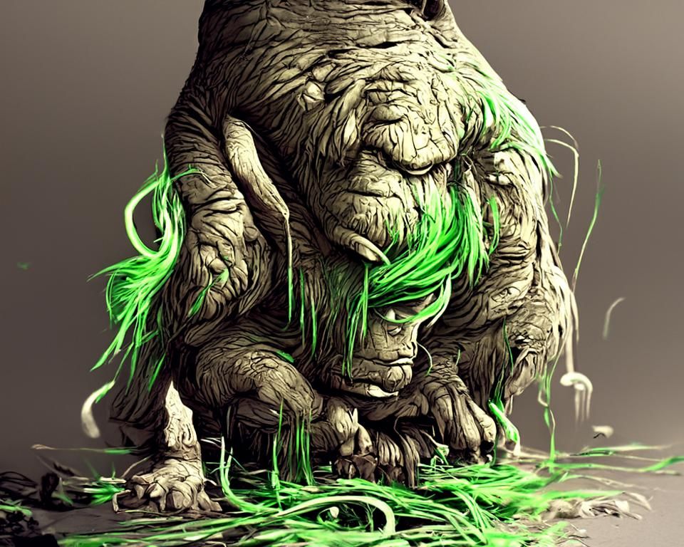 Green Troll Digital Art in Surreal Style
