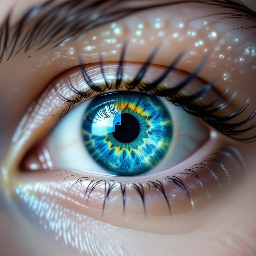 Ocean Eye Macro Portrait with Wave Reflections