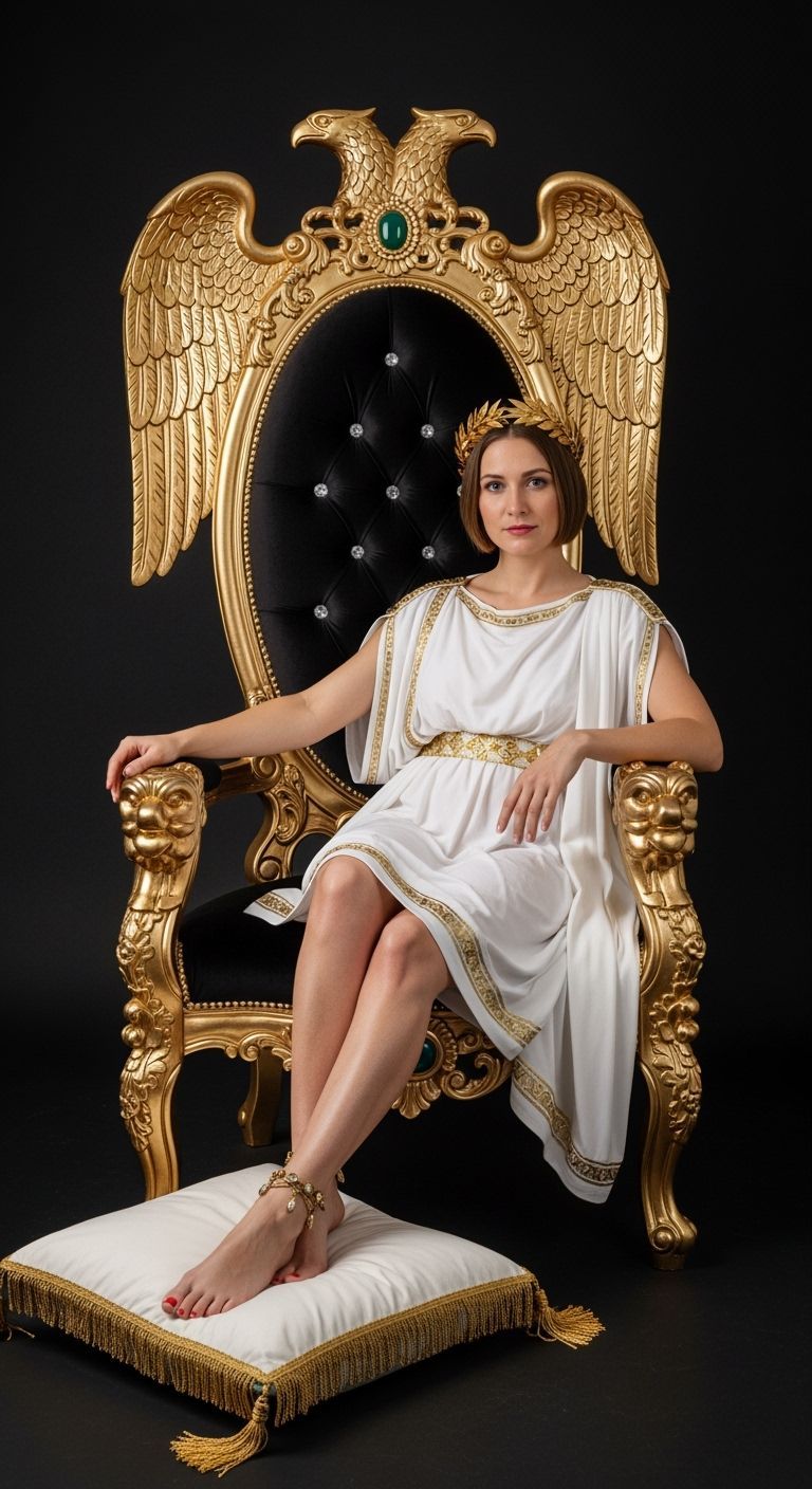 Roman Empress on Gold Throne, Studio Photograph