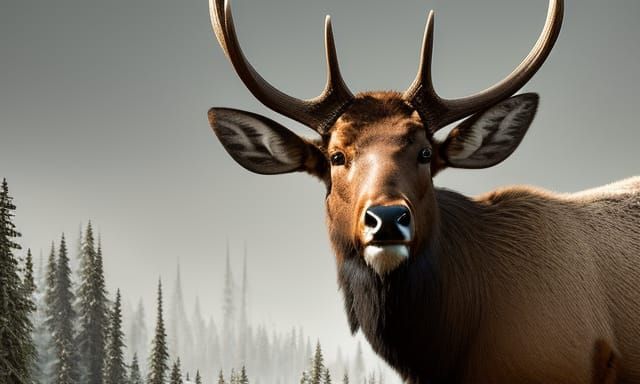 Hyperrealistic Elk Portrait in Dystopian Horror Style
