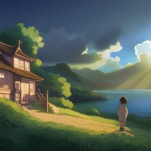 Emotional Goodbye Scene in Anime Style