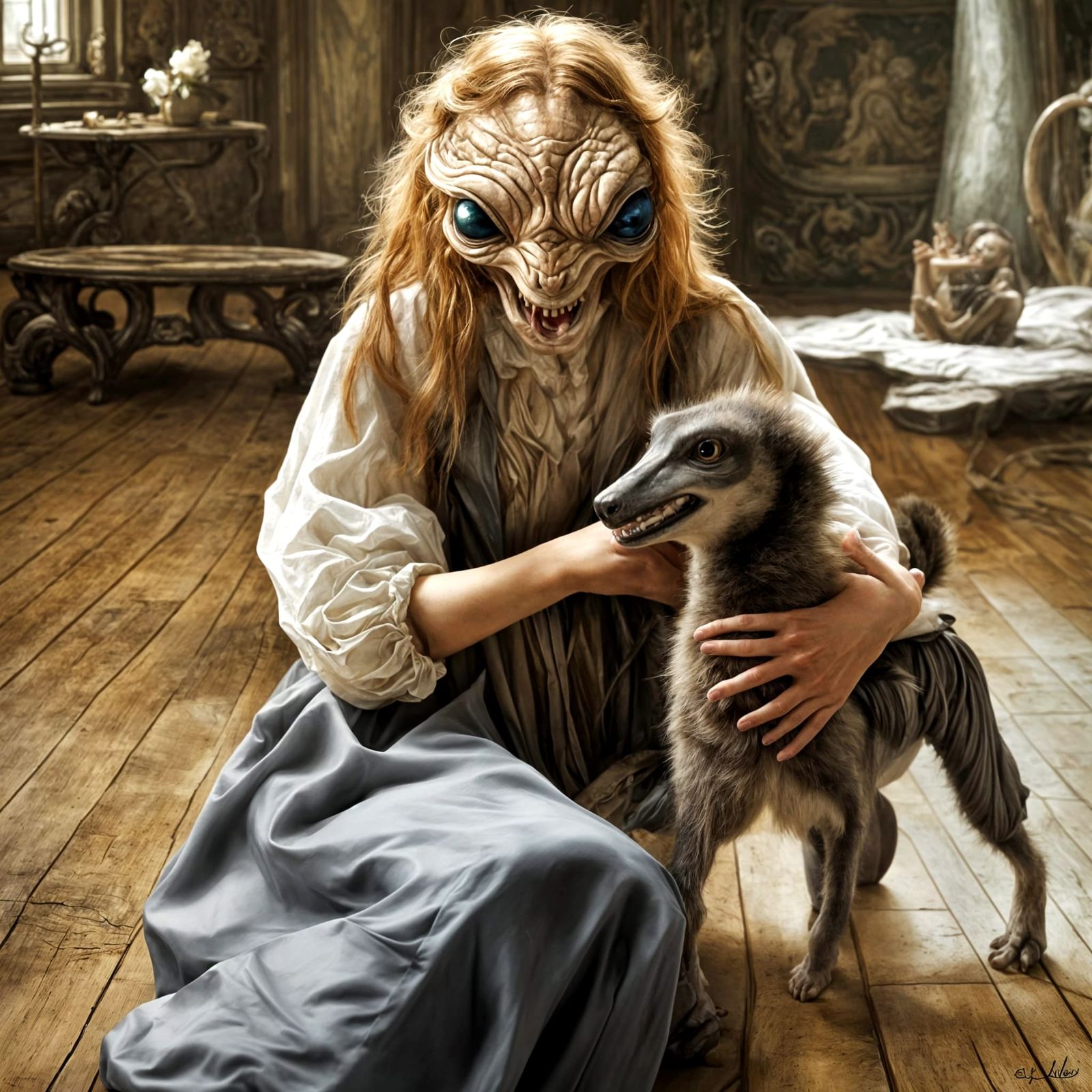 Loves Her Dog! v.2 Dog is less sure...