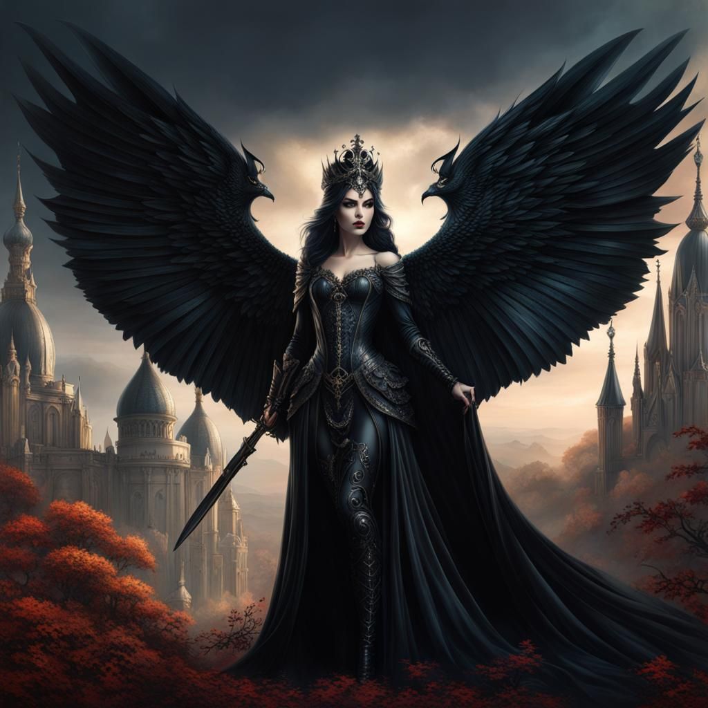 Dark Gothic Princess in Matte Painting Style