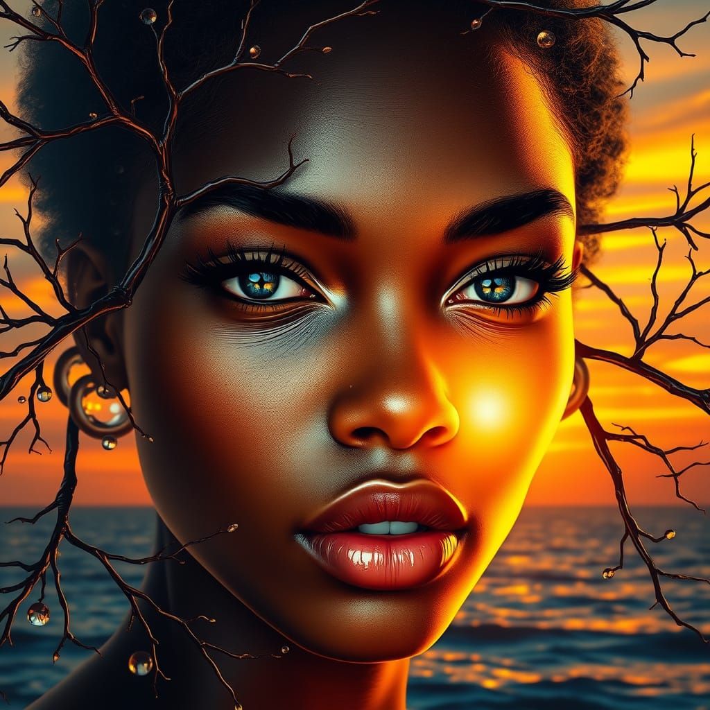 Surreal Sunset Portrait of a Woman