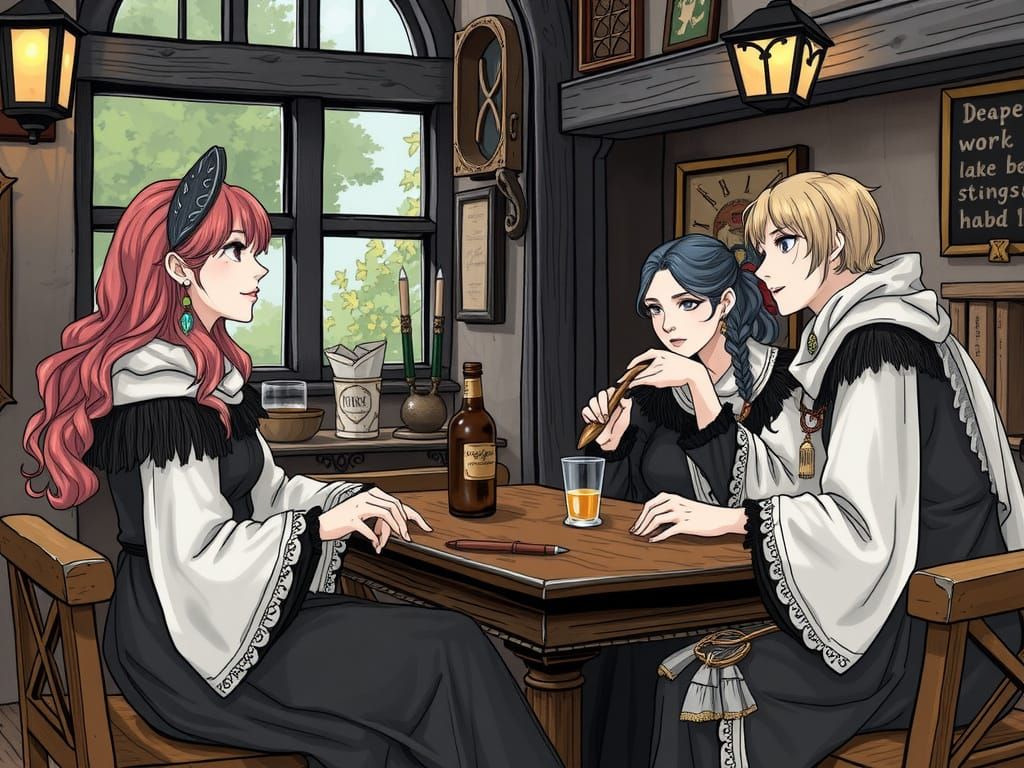 Fae Anwen & Ria in the Tavern.  manga style