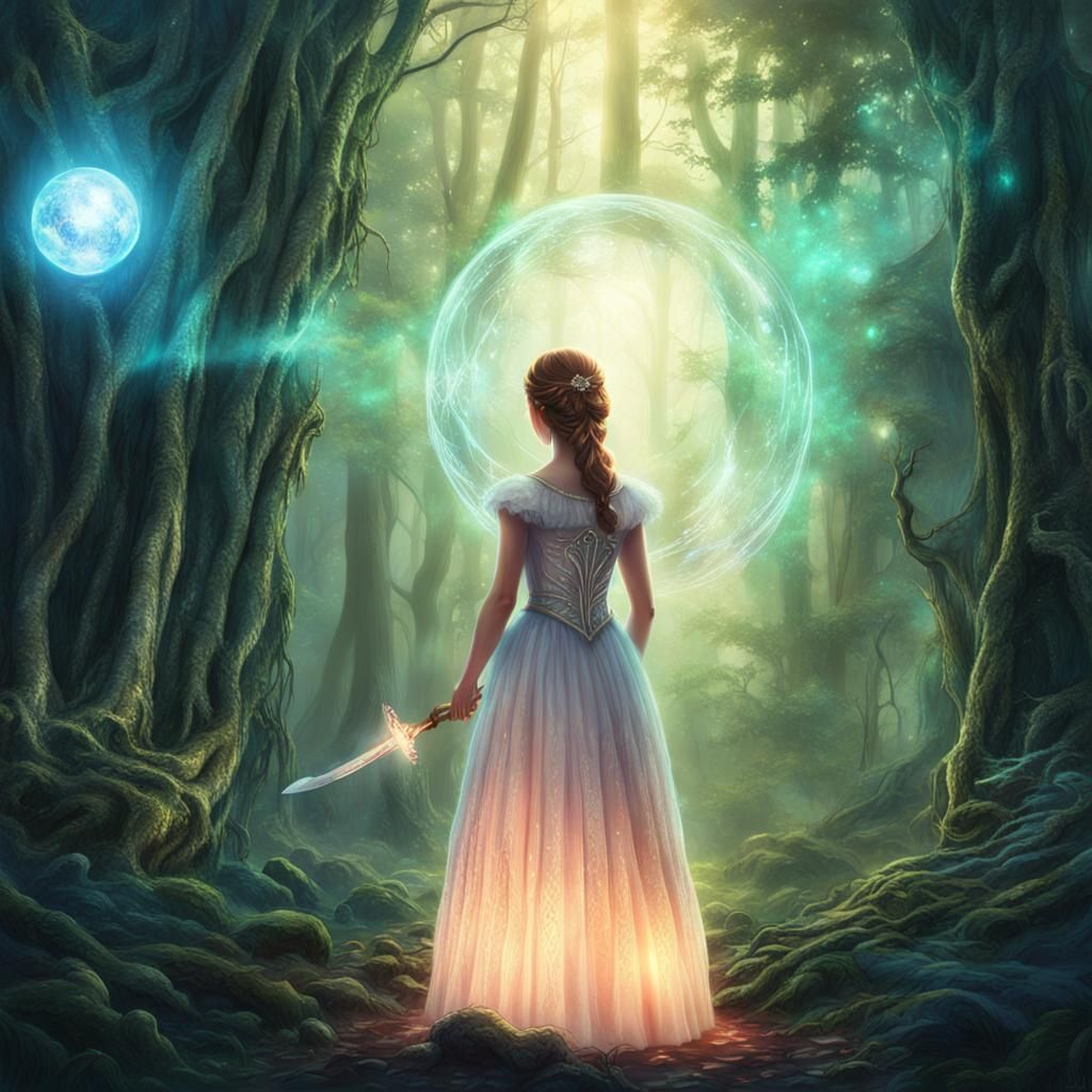 Heroic Girl in Mystical Forest: Fantasy Concept Art