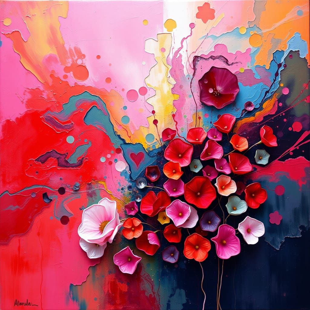 Crimson and Clover Abstract Joy Painting