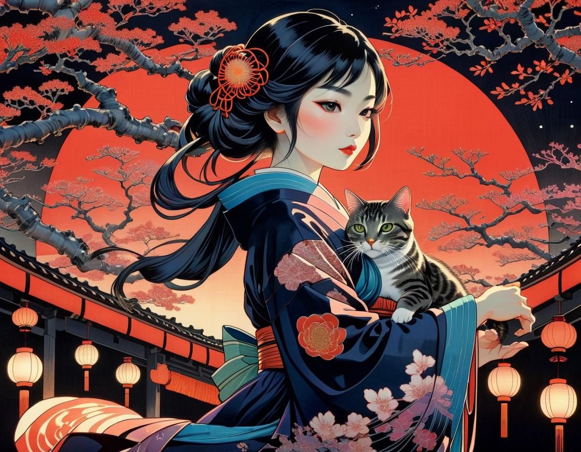CARRYING THE CAT ON AN EVENING STROLL