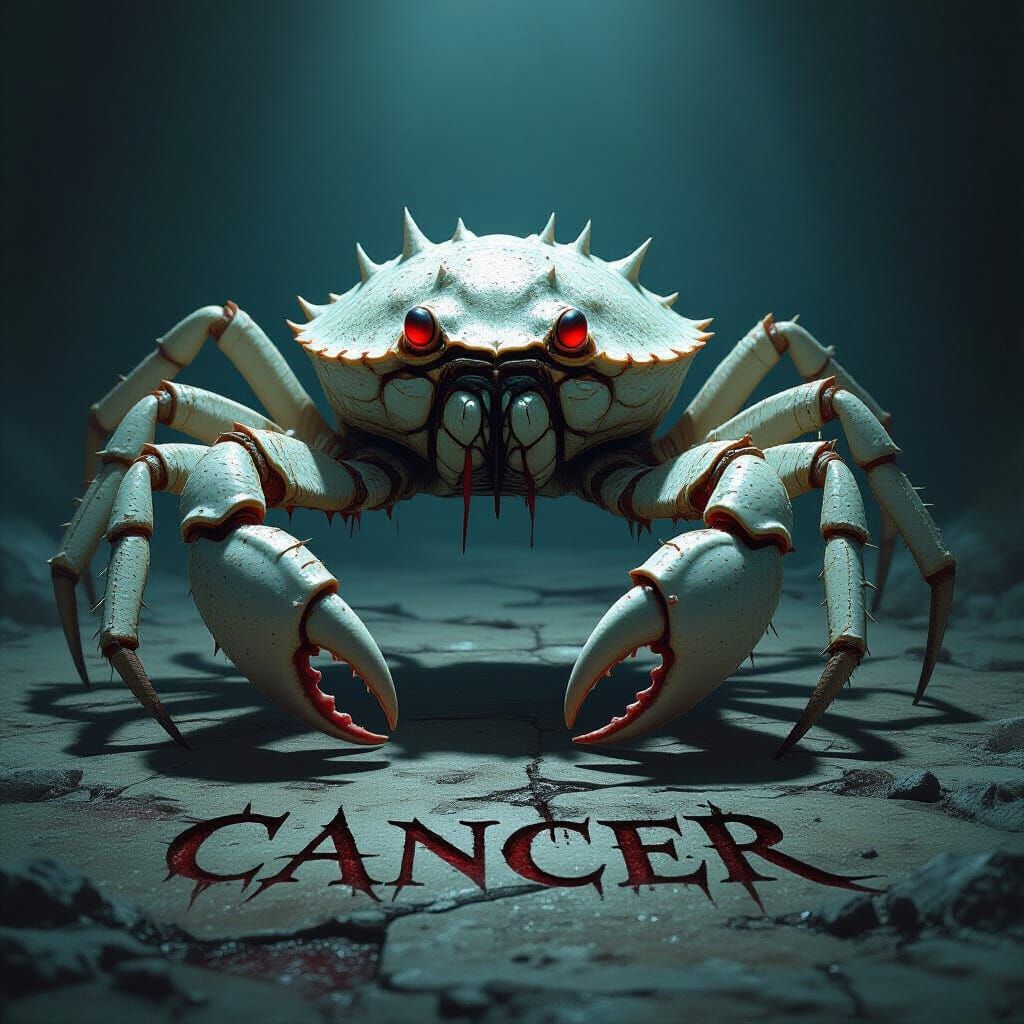Grotesque Crab Stands Menacingly in Eerie Illustration