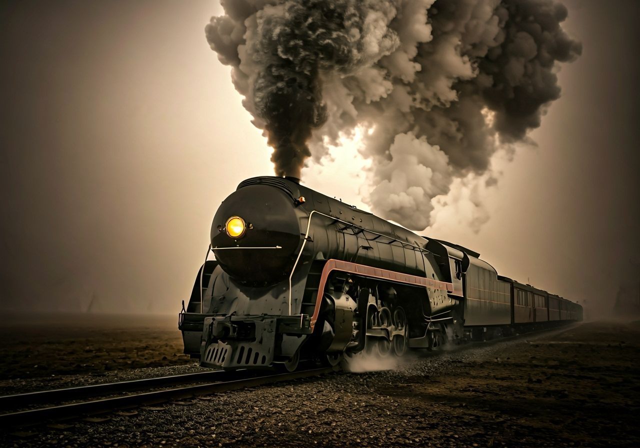Eerie Steampunk Engine in Fog, Fine Art Photography
