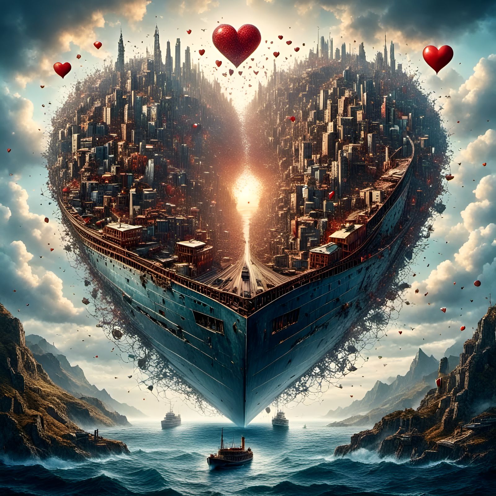Surreal Heart with Titanic in Mind