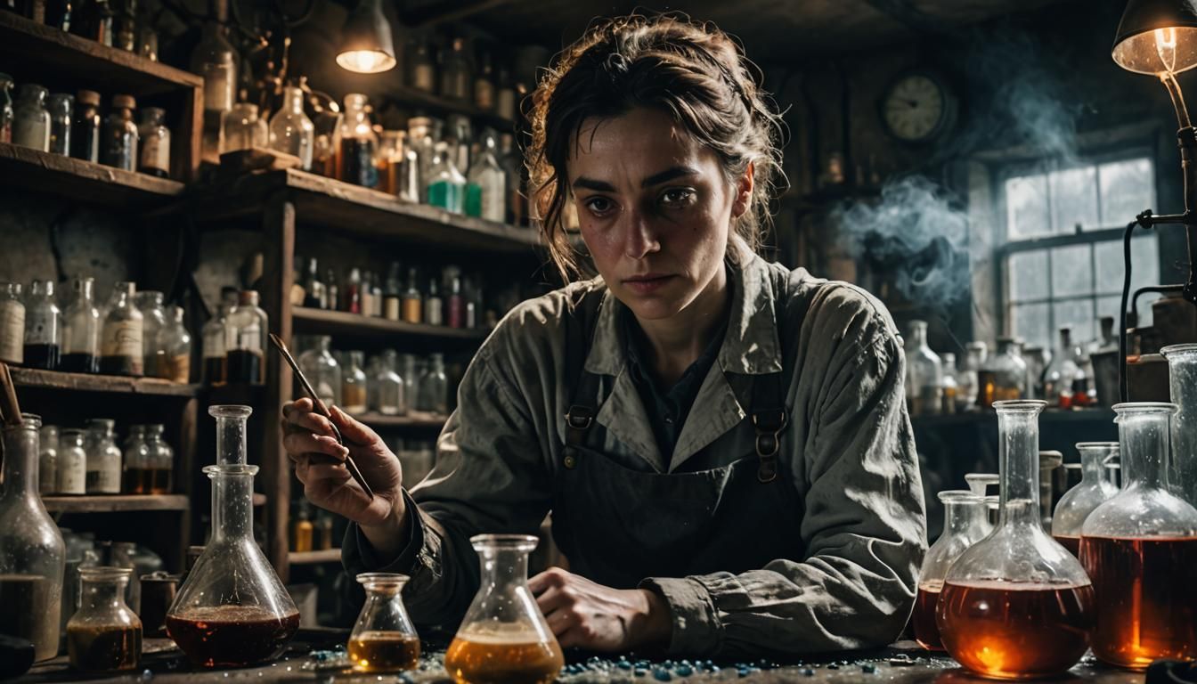 Alchemist Portrait in Moody Lighting