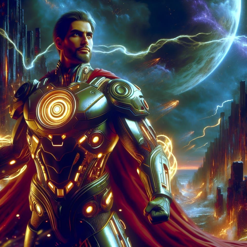 space opera Superman in Atomic armor