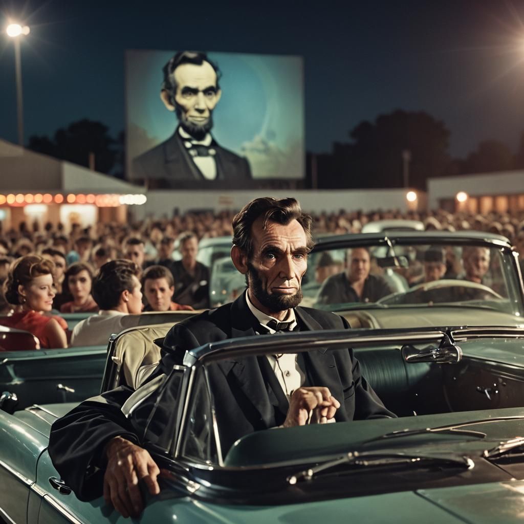 Abe Lincoln at 1960s Drive-In Theater Portrait