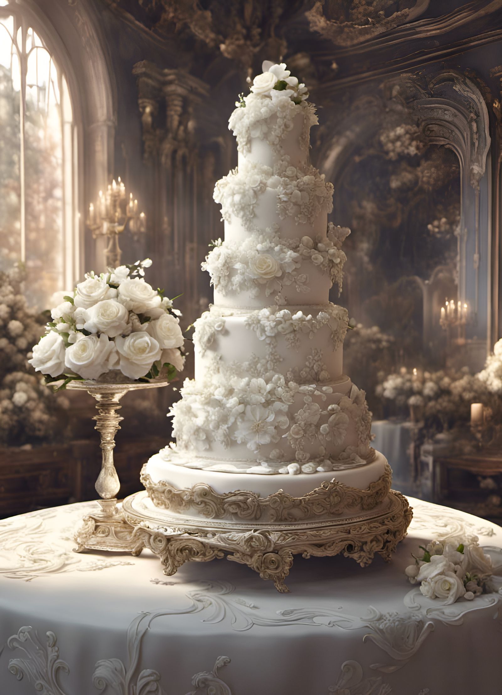 Ornate Rococo Wedding Cake Digital Artwork