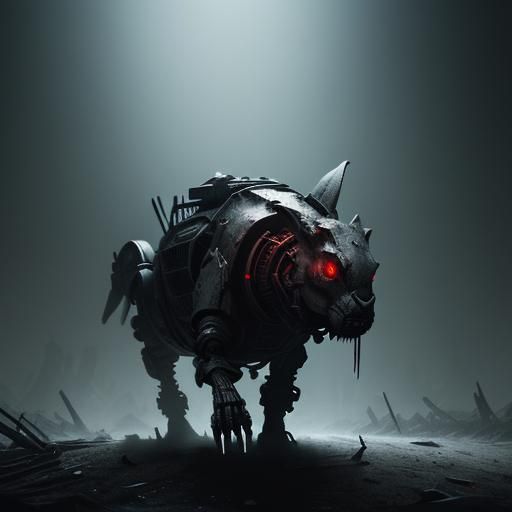 Robotic Rabbit Zombie in Post-Apocalyptic Horror