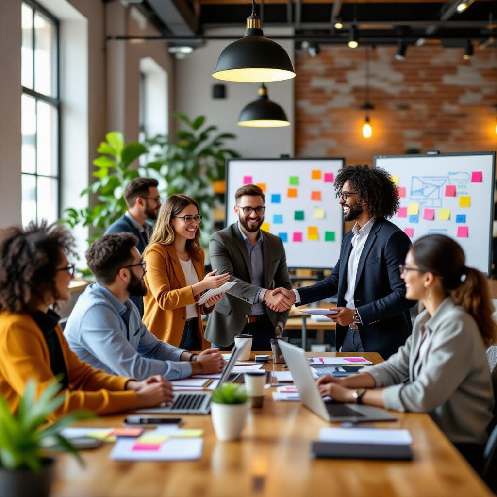 Modern Co-working Space with Professionals Collaborating