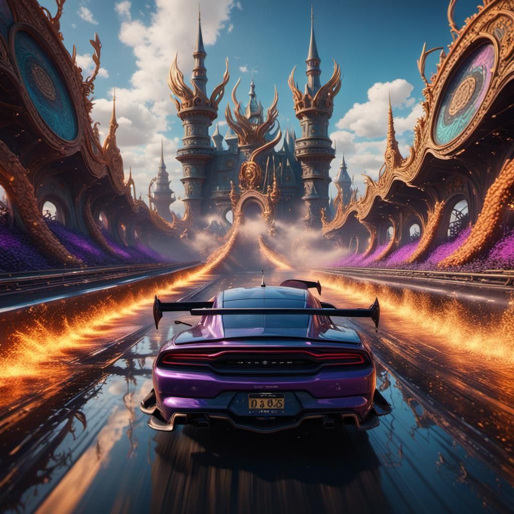 Detailed Drag Race Car in Matte Painting Style