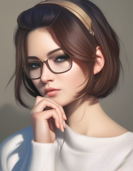 Detailed Portrait of Woman in Digital Art Style