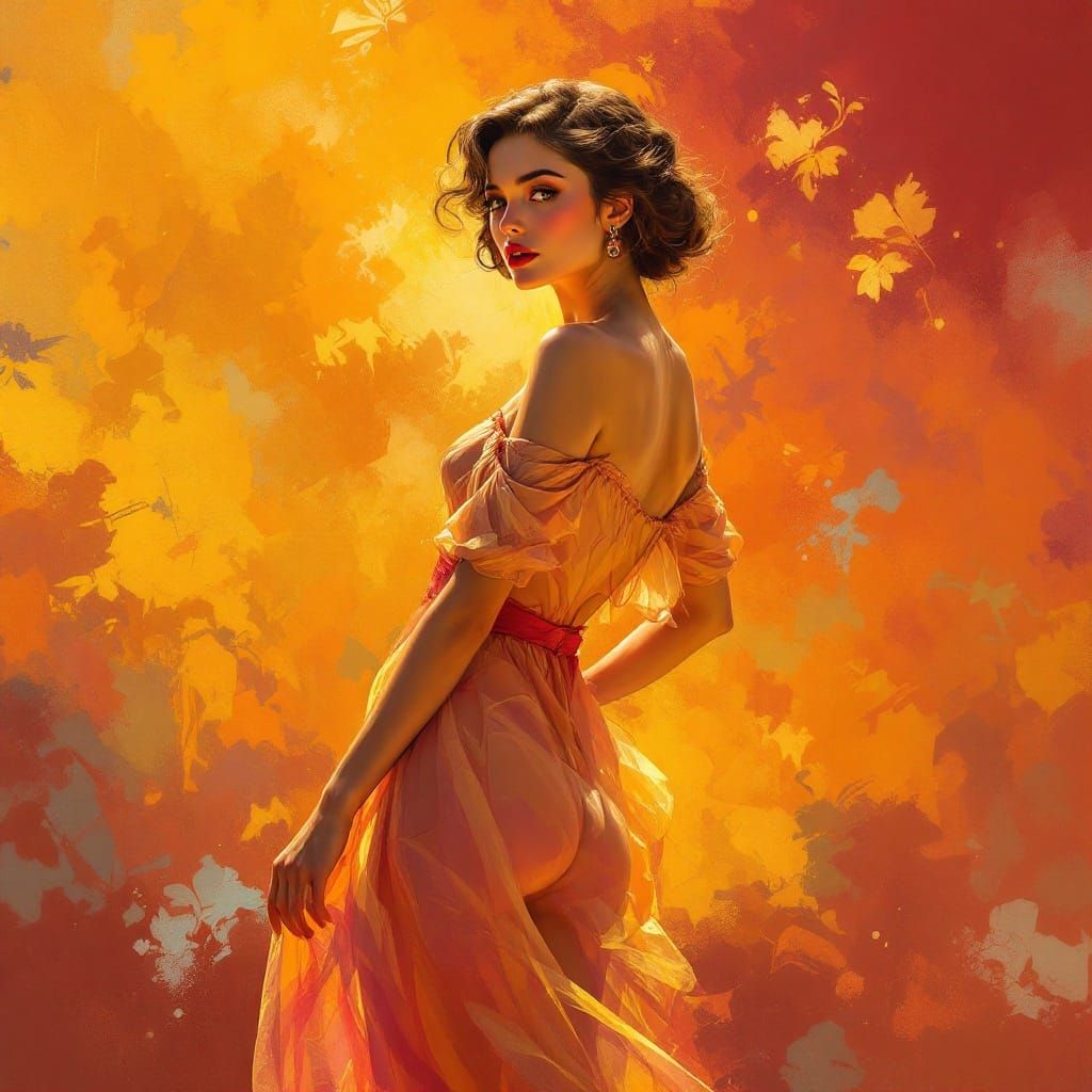 Radiant Italian Pin-Up Beauty Basks in Golden Light