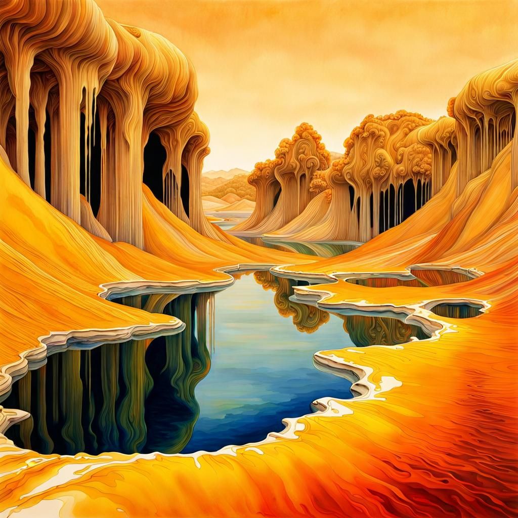 Acidic Pools on Venus: Dripping Watercolor