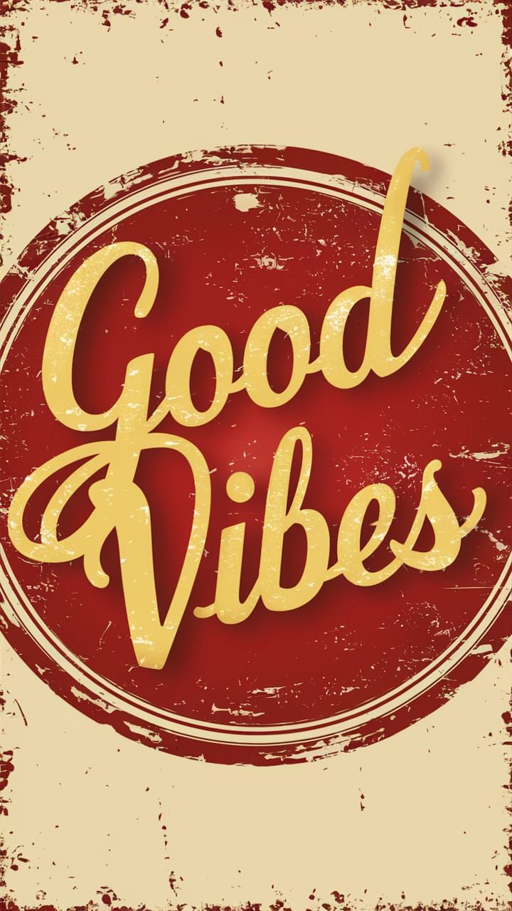 Charming Vector Art of Good Vibes in Retro Style