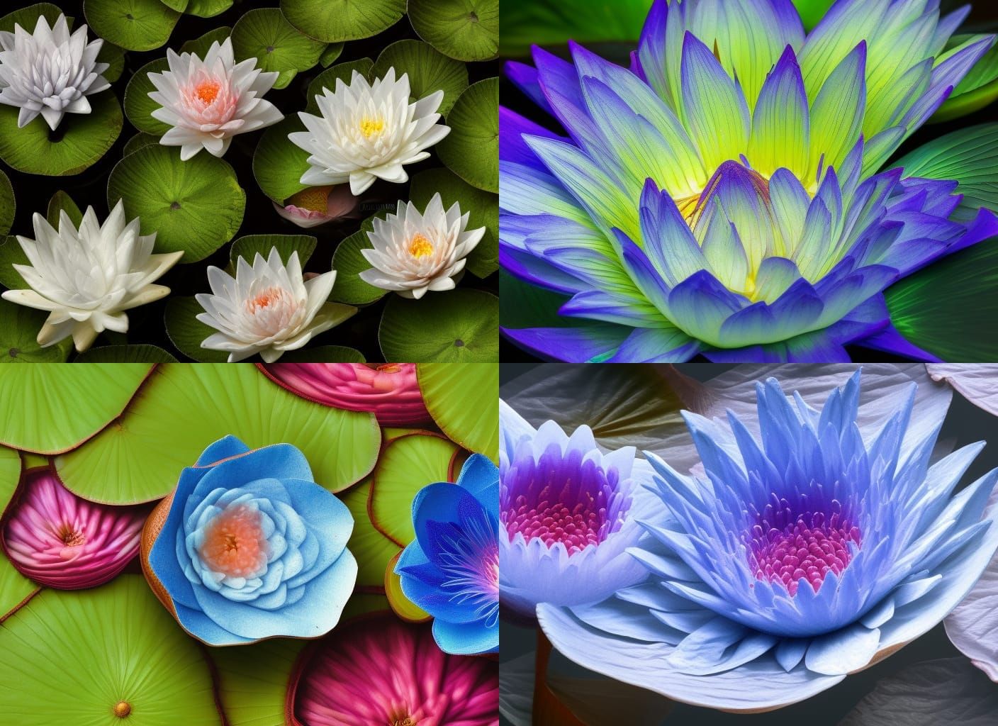 Macro Photorealistic Nymphaea Caerulea Flower in 8k